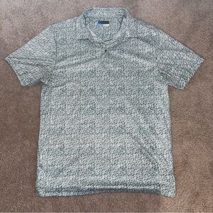 PGA Tour Pro Series Green and White Leaf Patterned Golf Polo Shirt